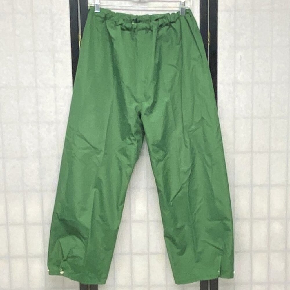 Cabela's Green Goretex Drawstring Pants Snap Ankle Waterproof Rain Gear Pull On